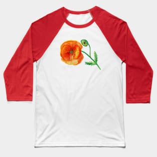 Poppy Flower in Red Baseball T-Shirt